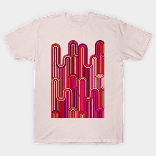 Retro Wavy Stripes - Orange Pink T-Shirts and Clothing T-Shirt